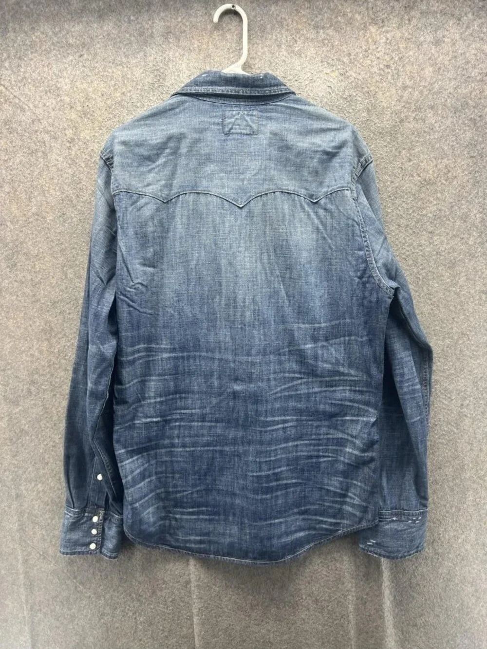 True Religion Shirt Men XL Blue Denim Snap Button Western Casual Cowboy USA VTG